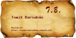 Tomik Barnabás névjegykártya